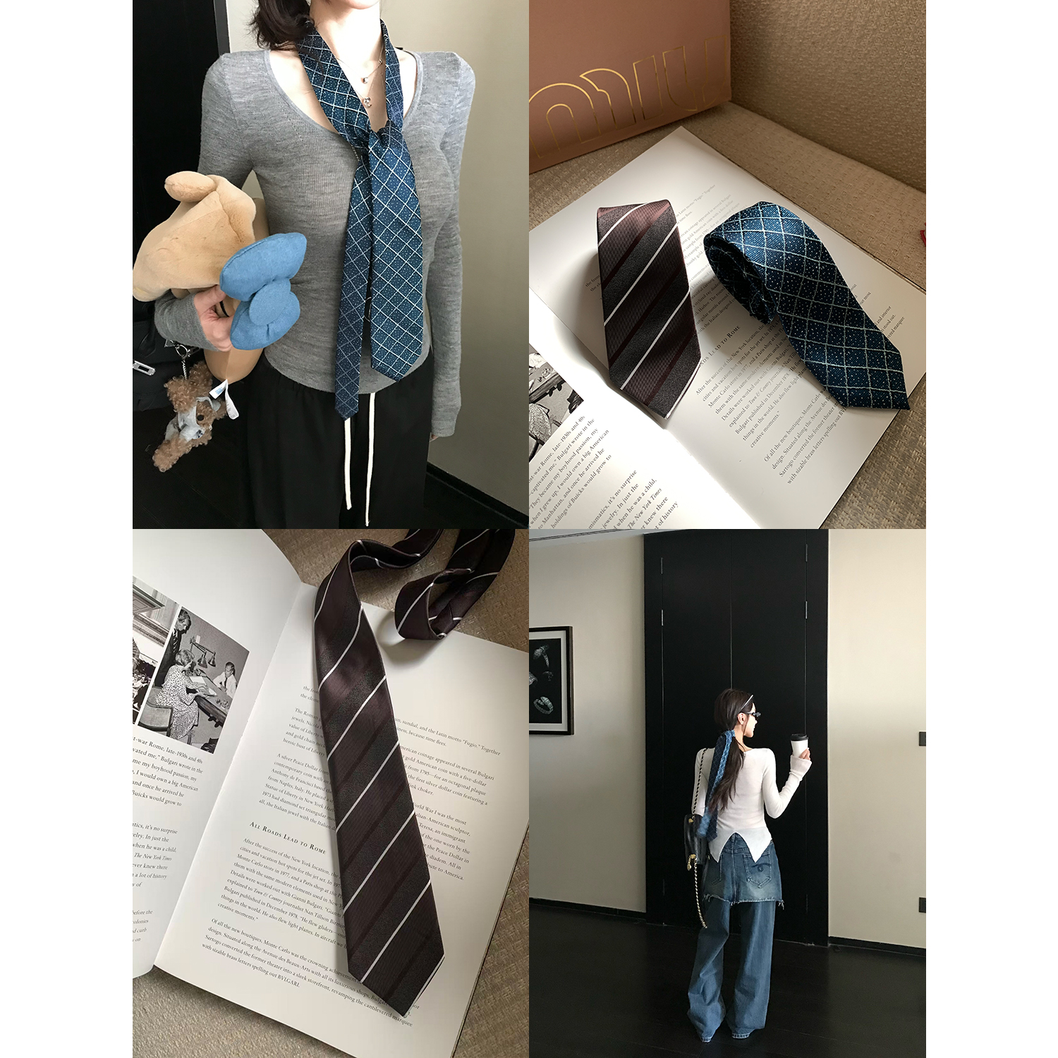 娇姐官搭“挚爱领带” 多用途万能搭 私藏中古条纹率性简约领带