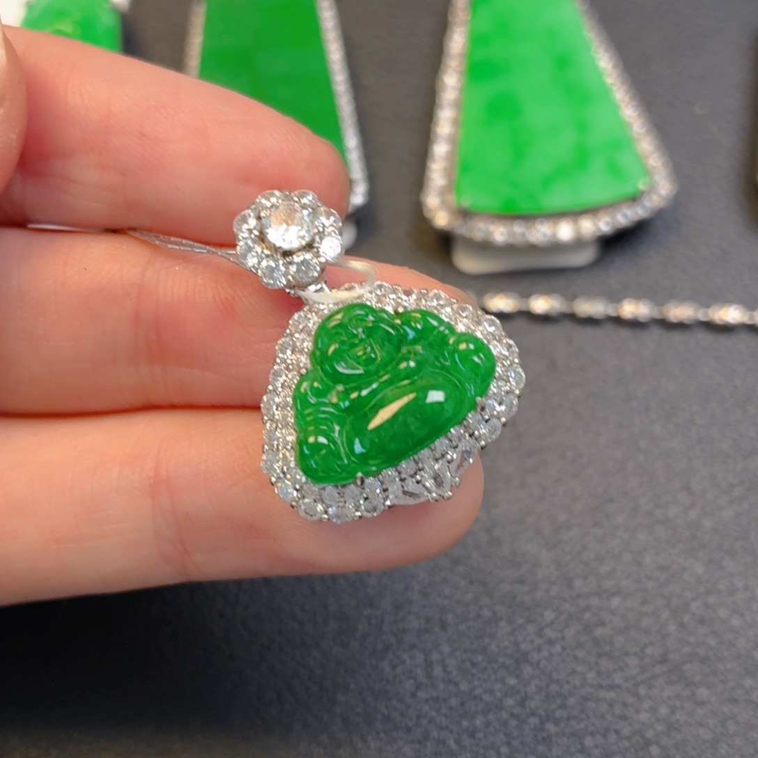 翡翠银S925镶嵌吊坠(不含链)