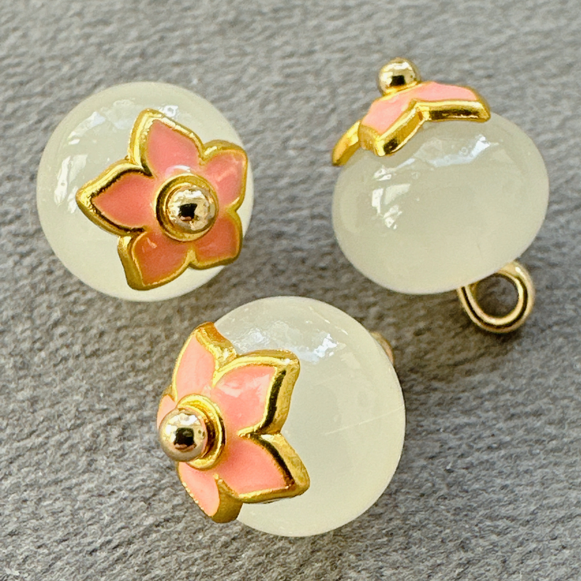 10mm新中式国风乳白色算盘珠粉托琉璃扣子旗袍汉服古装香云纱辅料