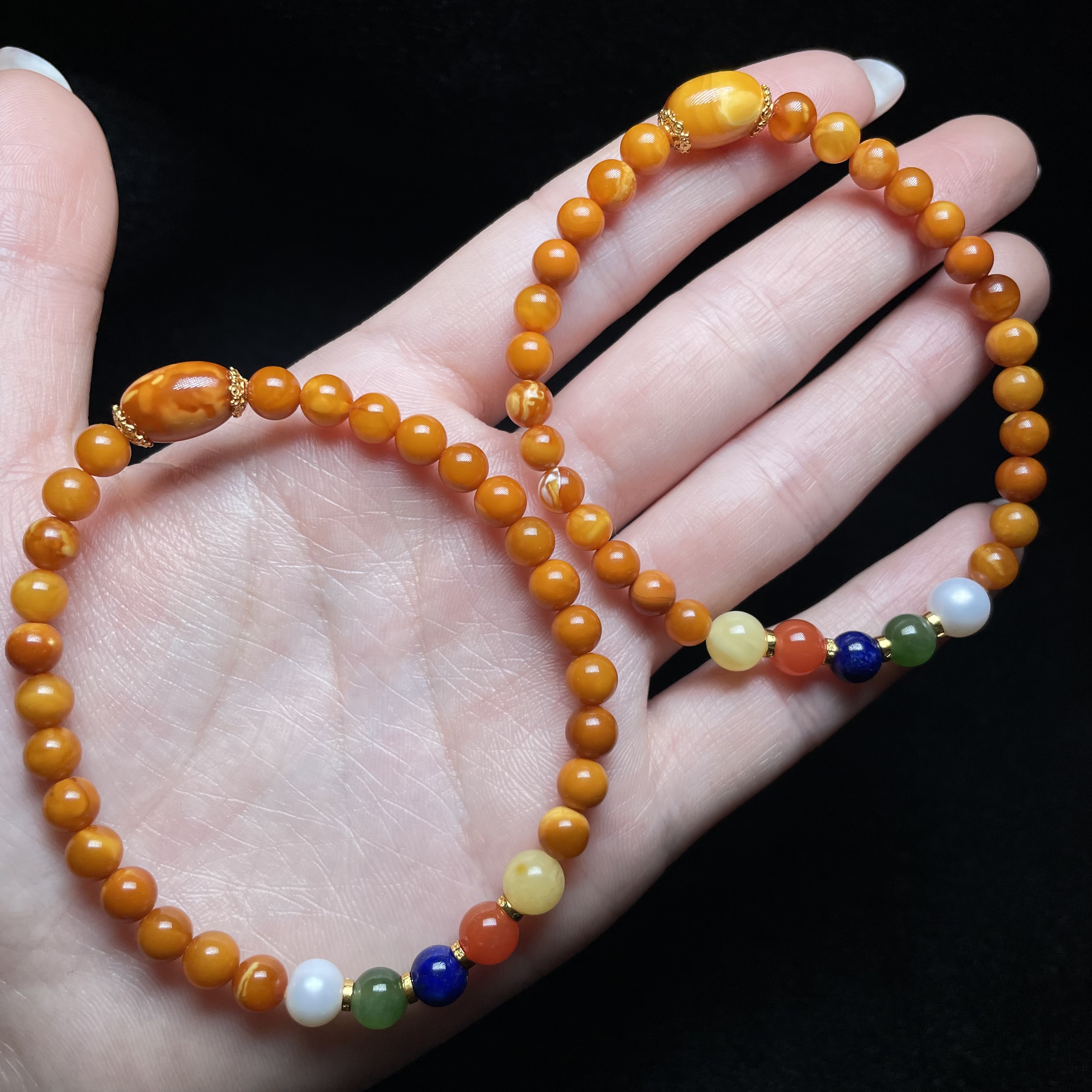 【云上好物】13 DS75156-琥珀蜜蜡手串-4.5mm多样性发一件（JG）