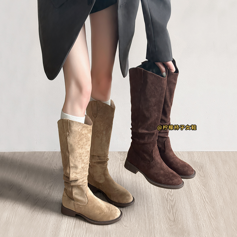 美拉德靴子女款爆款2025新款长筒靴百搭长靴马丁靴堆堆靴秋单靴