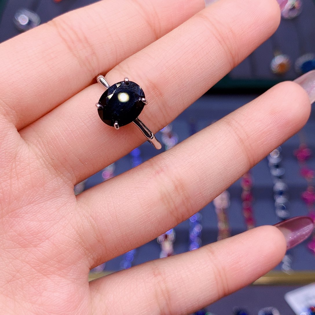 蓝宝石戒指银S925镶嵌