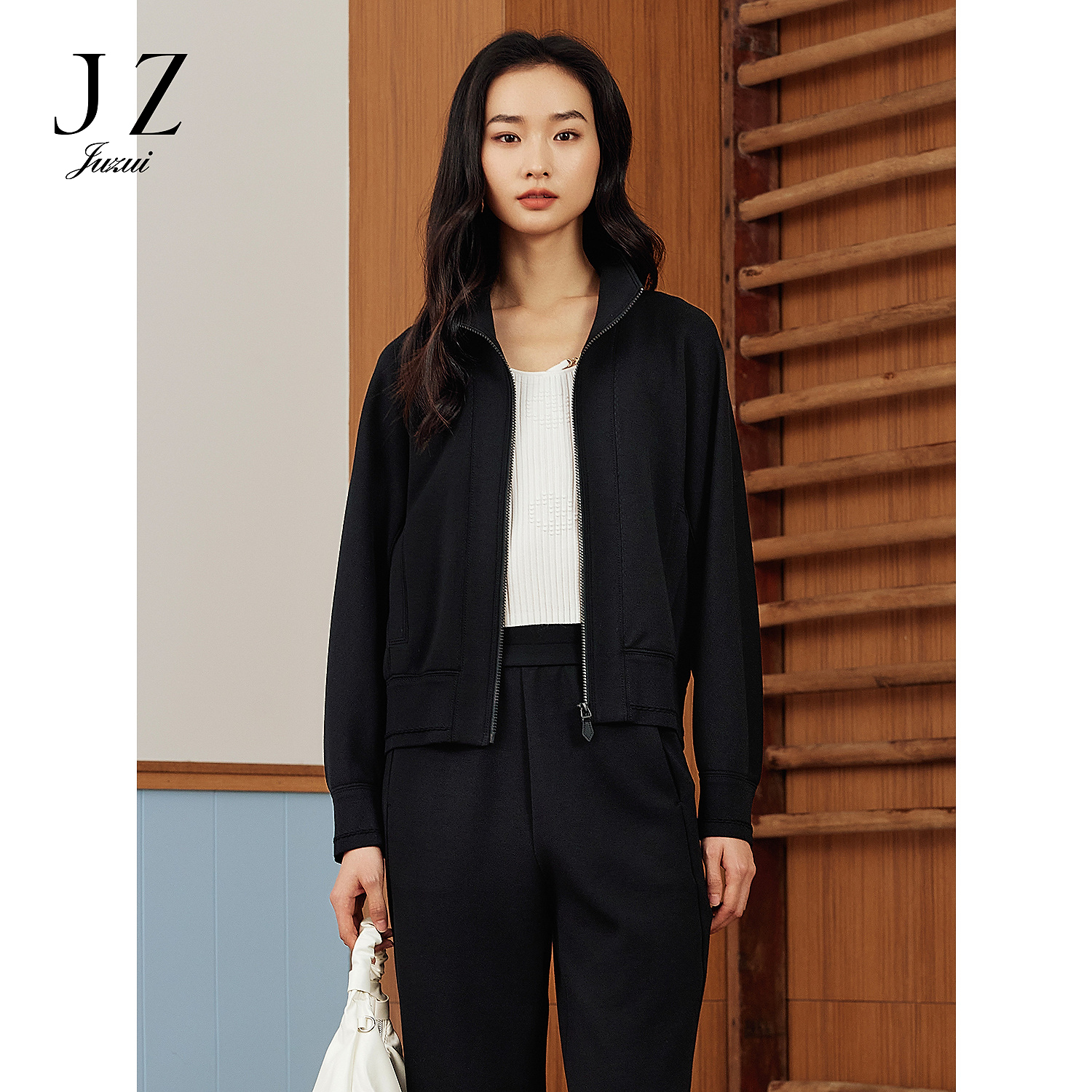 【安雅专属】JZ玖姿JWFC40516商场同款慵懒莫代尔空气层休闲外套女