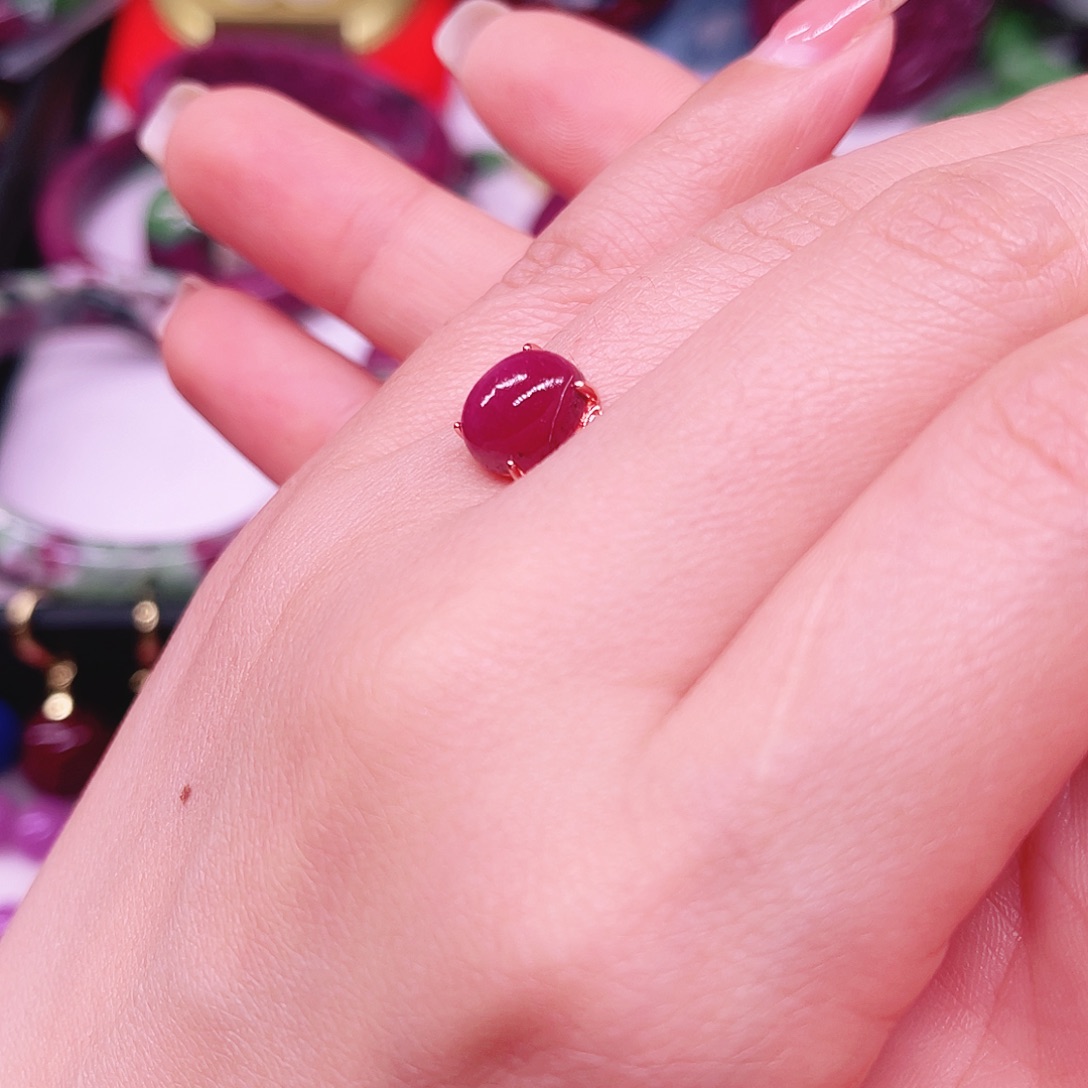 红宝石戒指银S925镶嵌