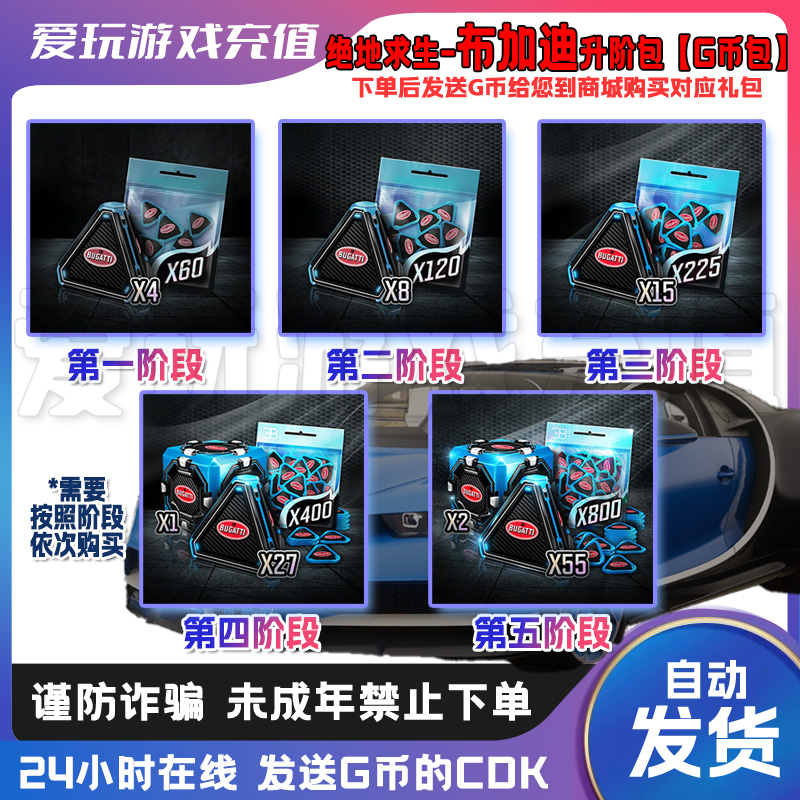 PUBG绝地求生皮肤布加迪升阶包【G币包】 G币包典藏箱皮肤CDK兑换码