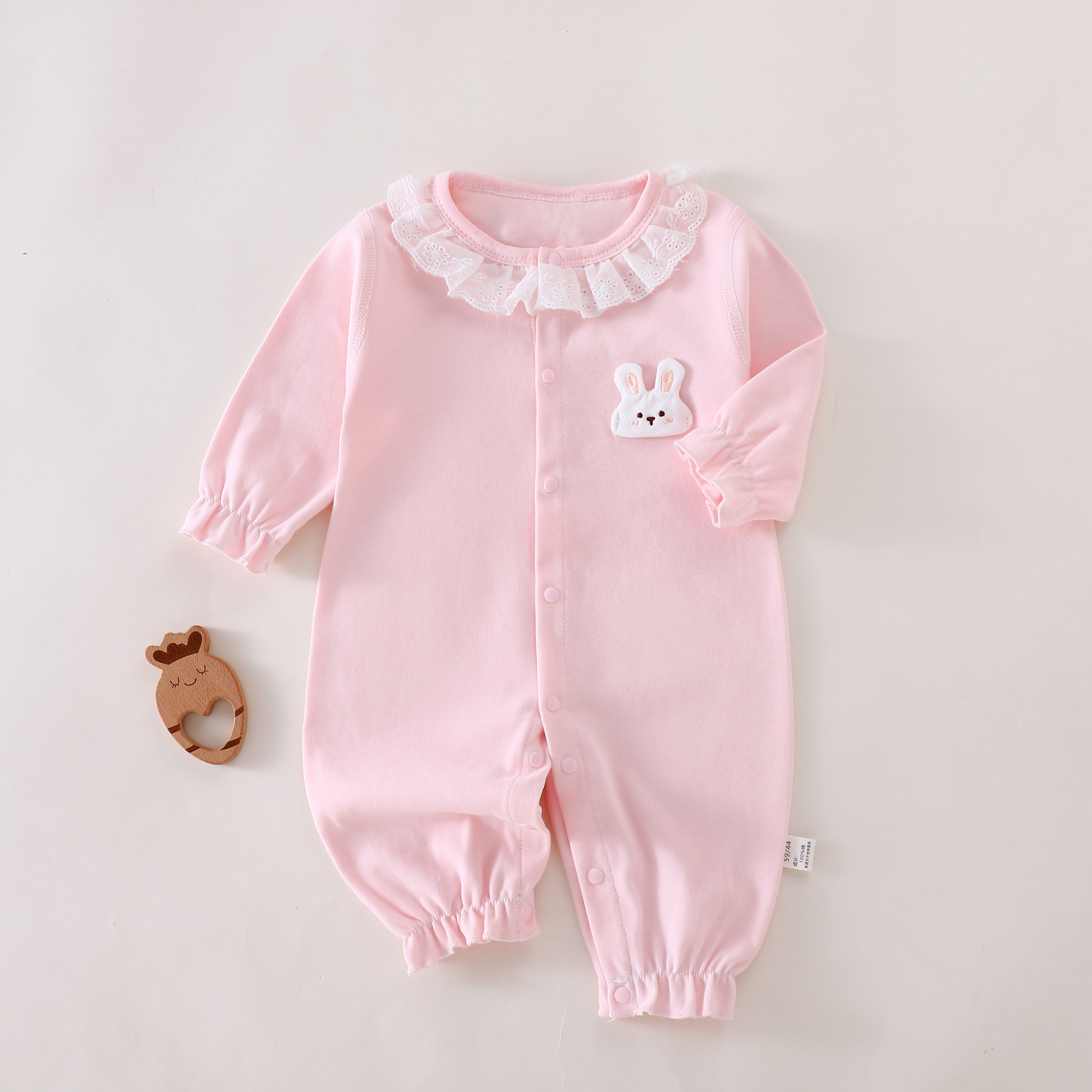 【四季款纯棉连体】对开刺绣纯棉A类爬服无骨哈衣婴幼儿连体服蝴蝶