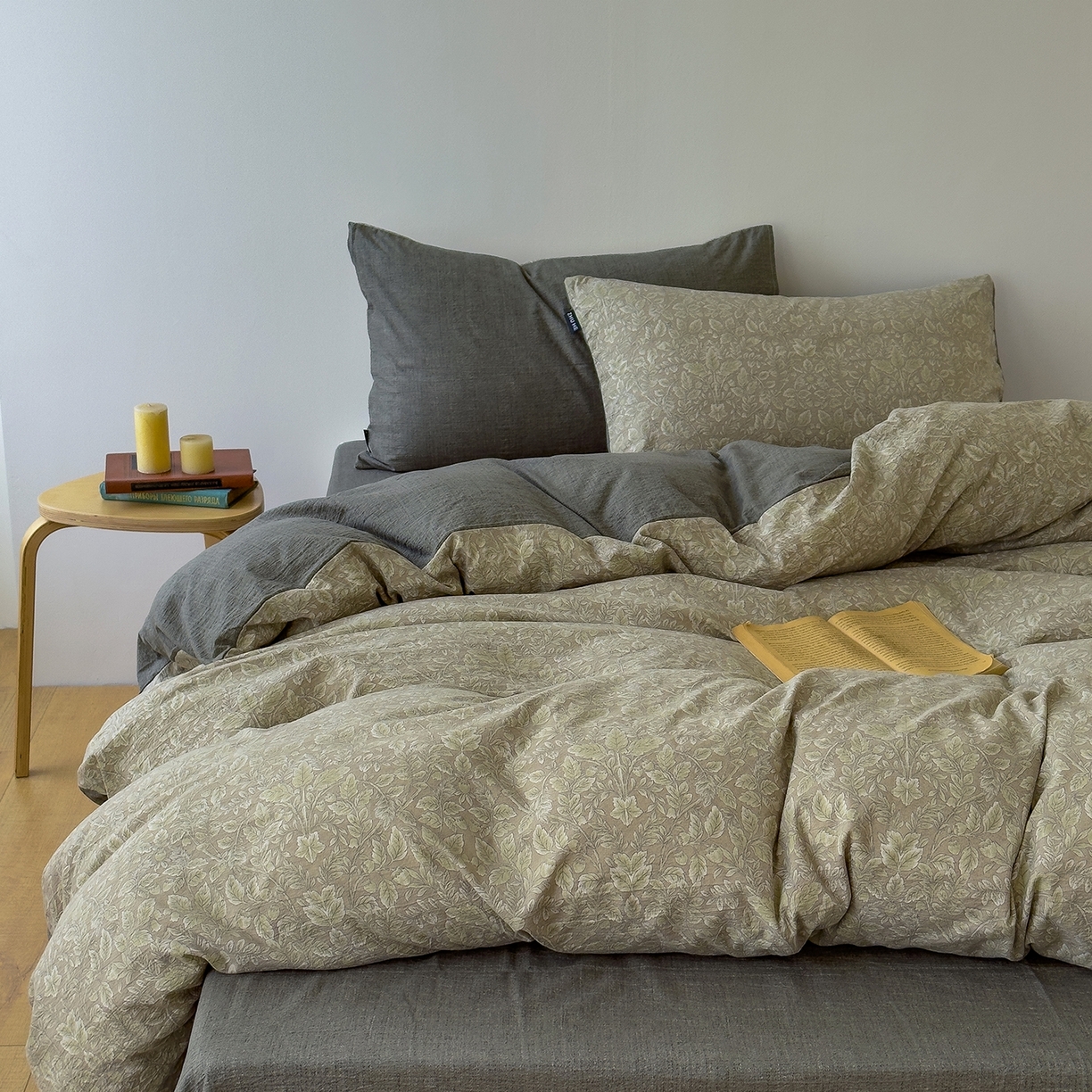 中古风原麻复古系印花/侘寂风针织清新格纹四件套