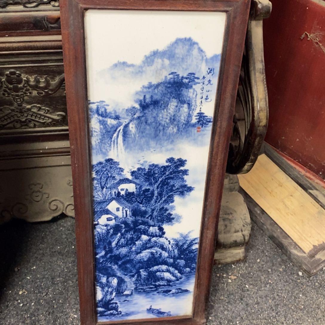 瓷片53*21*1景德镇瓷板画柴窑烧制