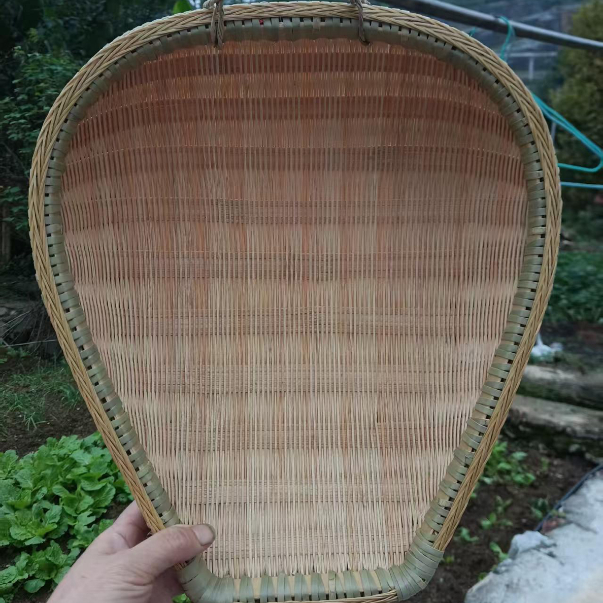 双人字锁口筲箕（直径30公分高8公分）手工制作竹制品精编长筲箕