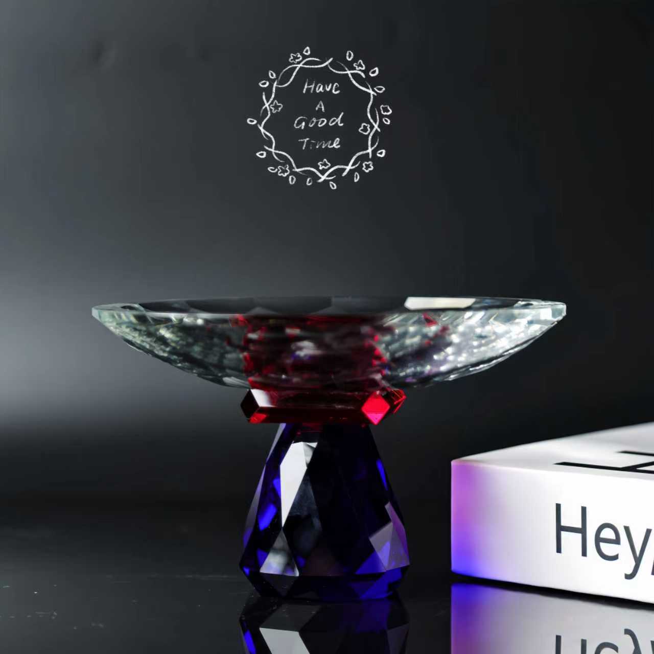 奢华翠绿晶钻高脚水果盘茶点碟客厅茶几客厅招待干果零食碟