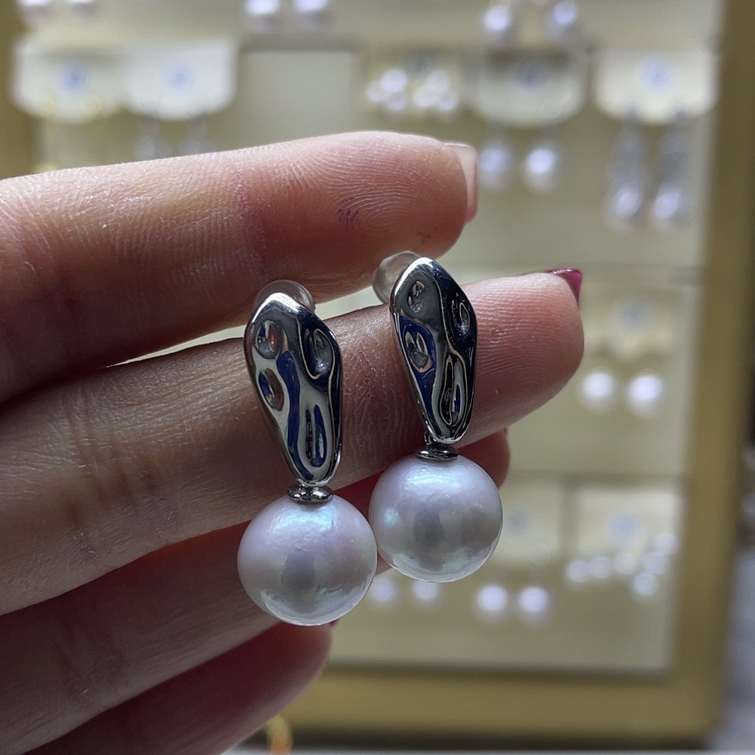 淡水珍珠耳饰银S925镶嵌