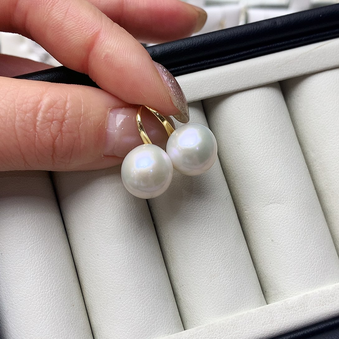 淡水珍珠耳饰银S925镶嵌