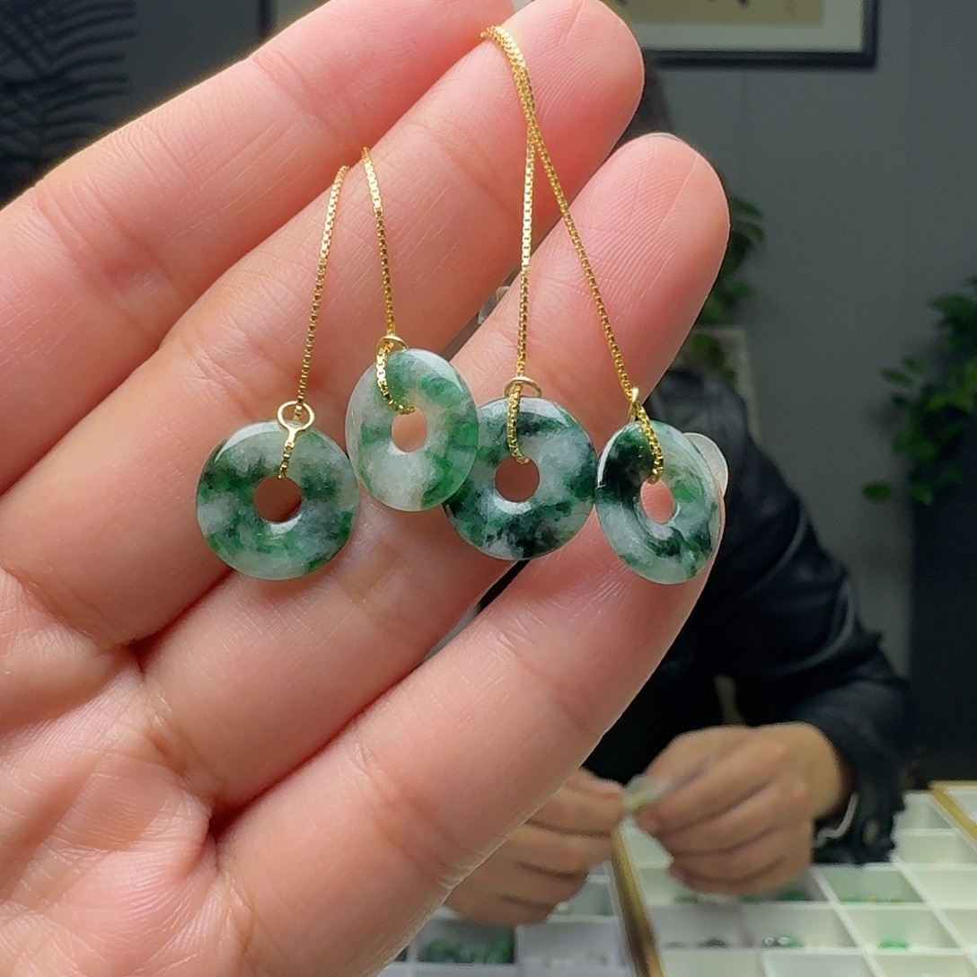 翡翠银S925镶嵌耳饰多样性发货其一