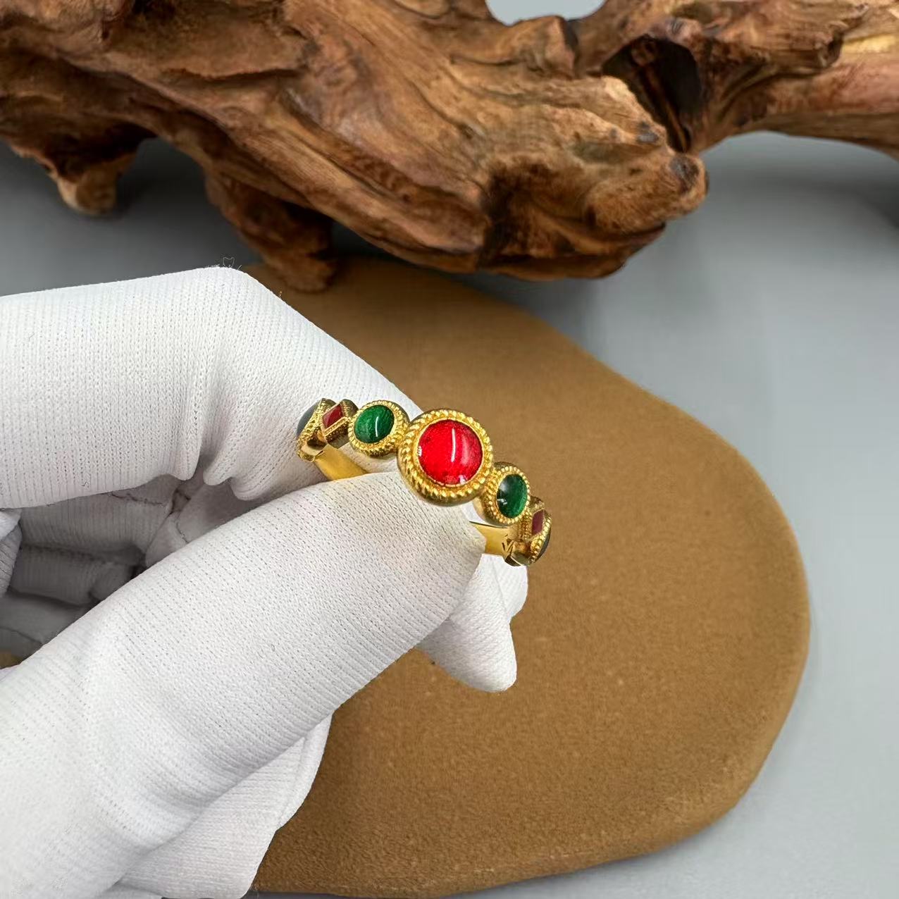 足银珐琅戒指 珐琅小宫雀足银戒指复古彩色