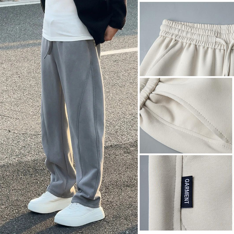 重磅水洗休闲裤男士秋冬宽松香蕉裤垂感阔腿弯刀卫裤拖地裤男百搭