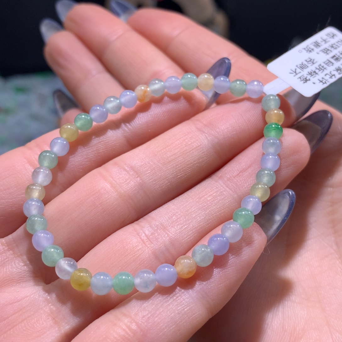 翡翠手链未镶嵌冰胶多宝手链卡4.5m m