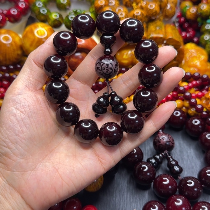 松木琥珀木文玩手串