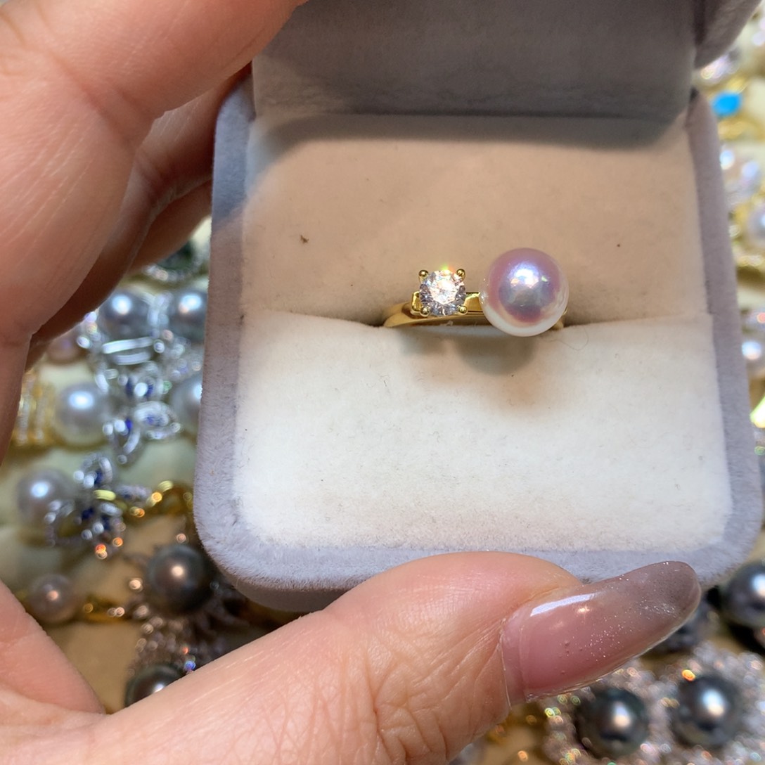 海水珍珠戒指银S925镶嵌