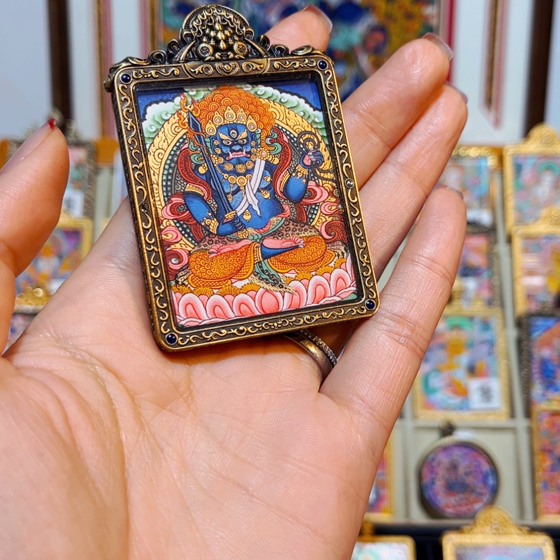 立***少吊坠热贡手绘唐卡不动