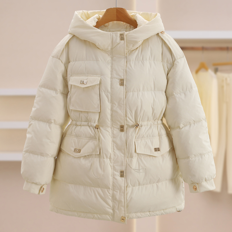 F7926-【M】简约日常连帽收腰保暖羽绒服#XMF58H035