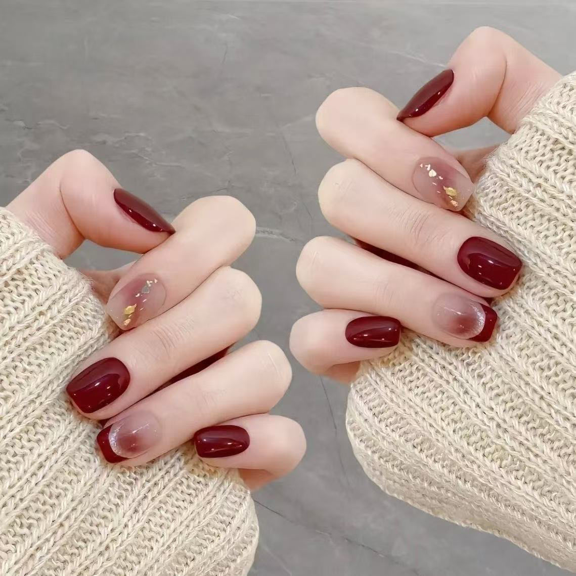 【车厘子红】美甲穿戴甲纯手工制作甲片短款中长款指甲显白10片