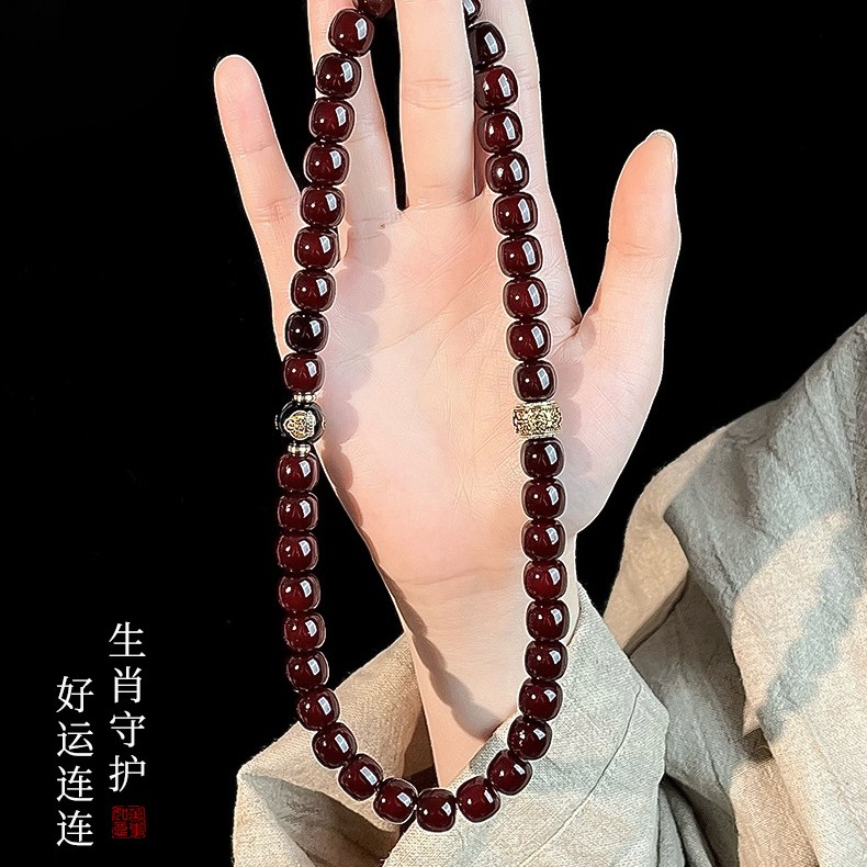 【十二生肖】天然保真老料菩提文玩手串精致双圈手持佛珠盘玩手链