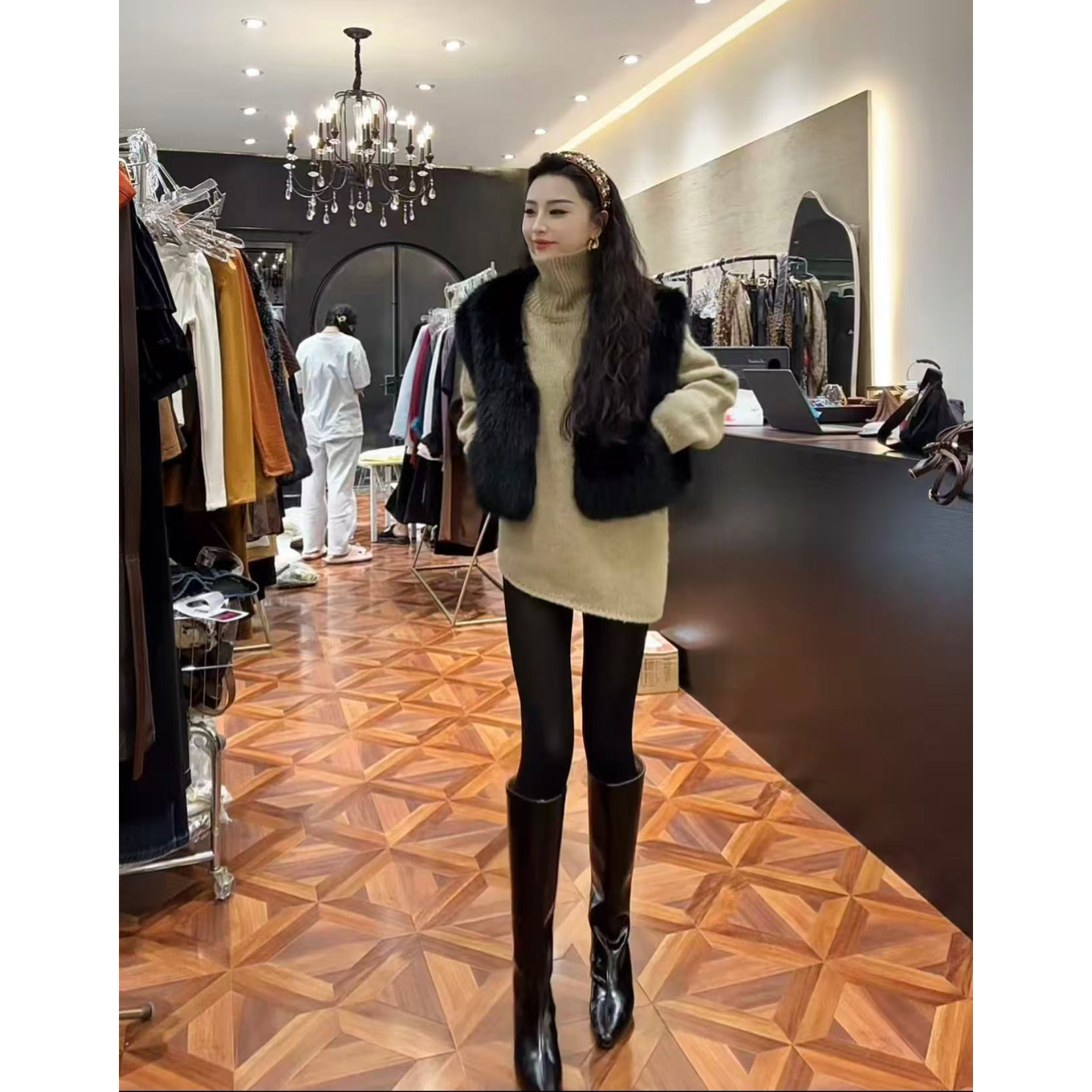 【Wan wan】黑色毛毛马甲