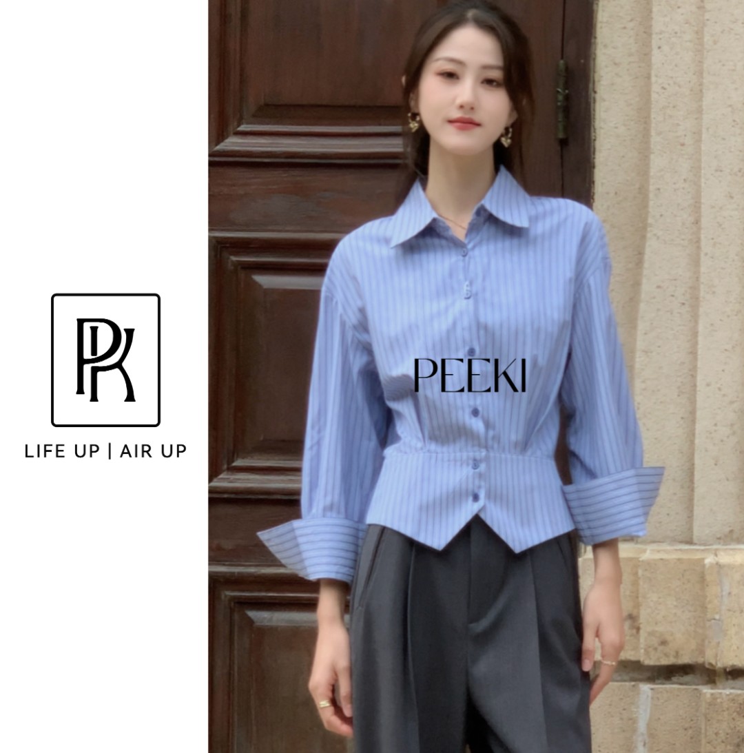 PEEKI/秋冬新款 条纹设计百搭通勤时尚长袖衬衫/5209