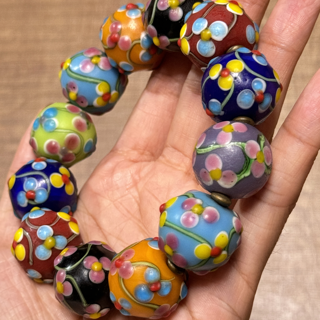 手串藏传老琉璃大手串一条