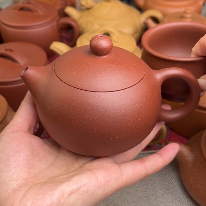 茶壶紫砂原矿红皮龙西施精工半手260cc