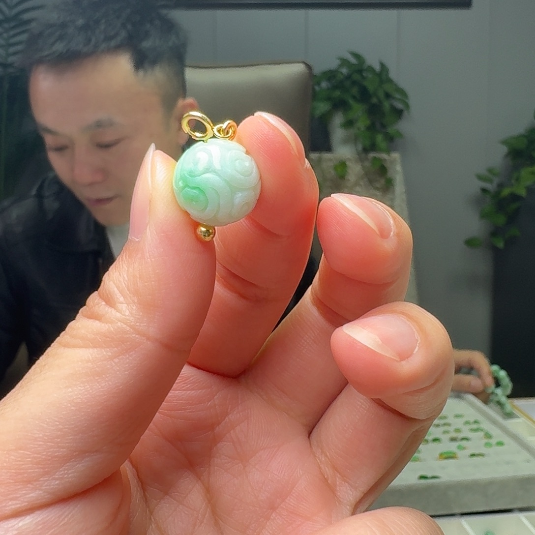 翡翠银S925镶嵌吊坠(不含链)天然