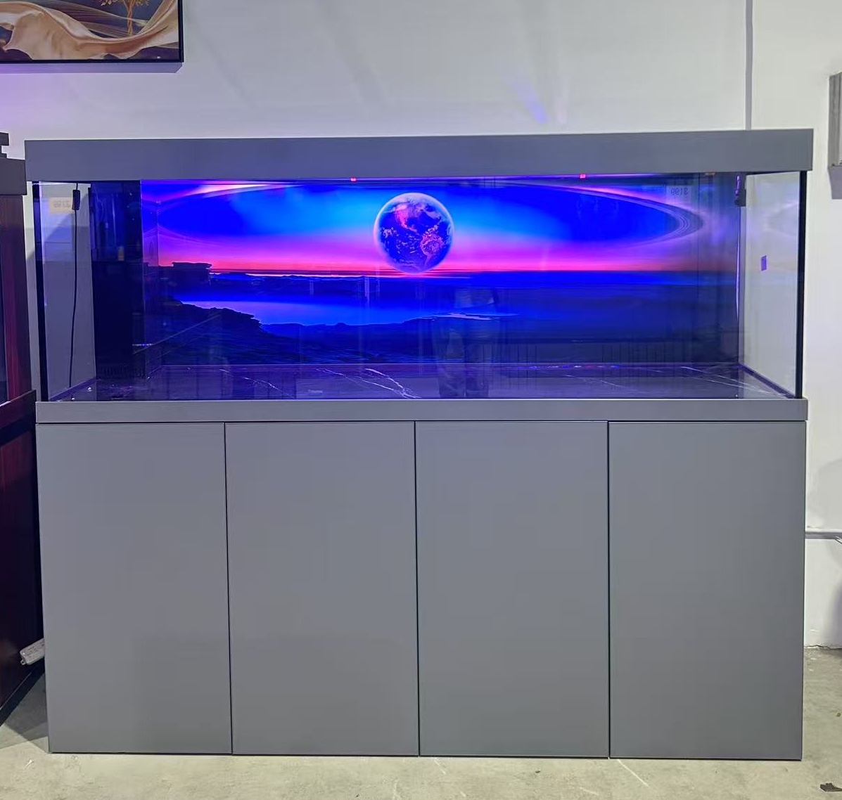 品鲨慕思平板门龙缸中大型超白底滤落地干湿分离家用龙鱼缸