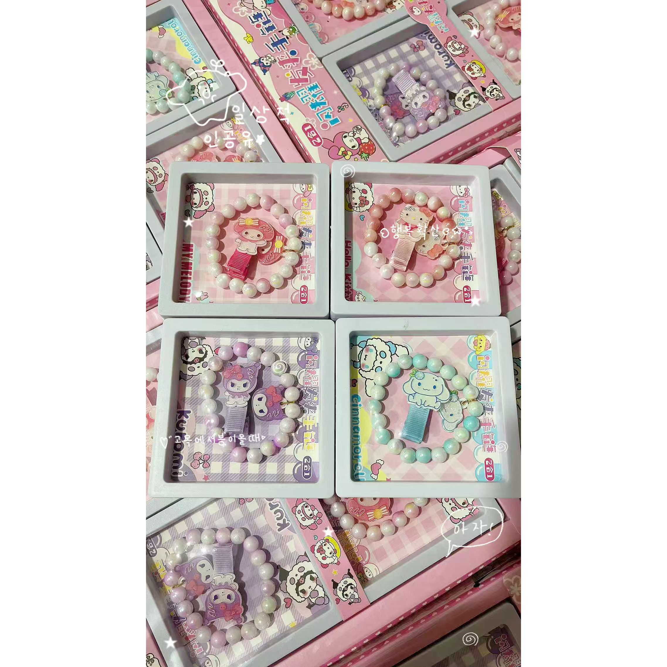 非金属仿水晶手链 女宝手链小公主串珠卡通可爱手环