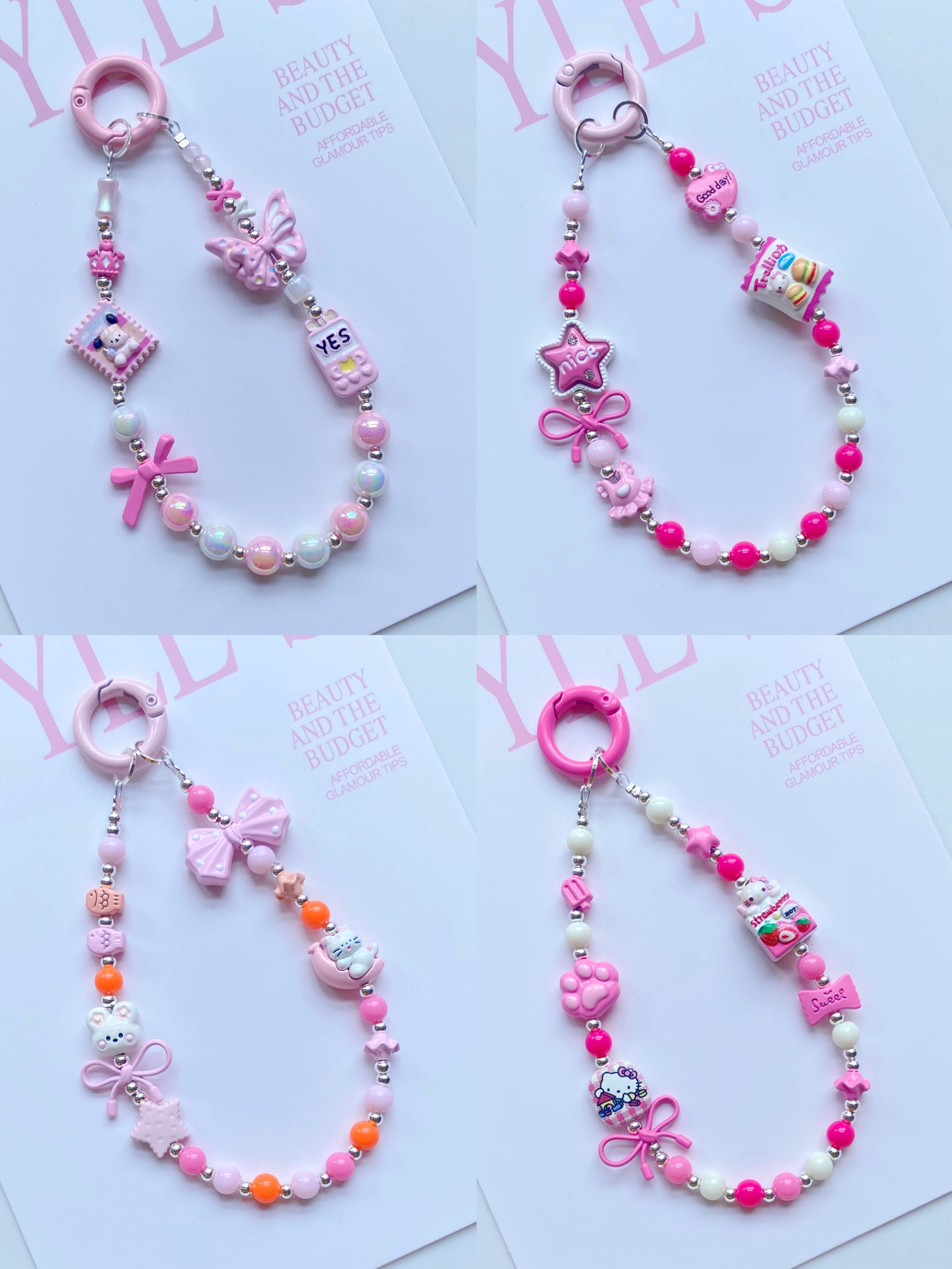 D1-D100合金手机链 亚克力混搭手机链挂件