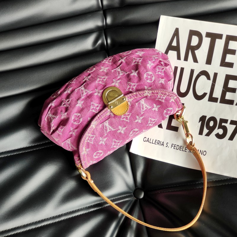 95新 LouisVuitton/路易威登 Azul-莓粉色牛仔元宝腋下包/52144