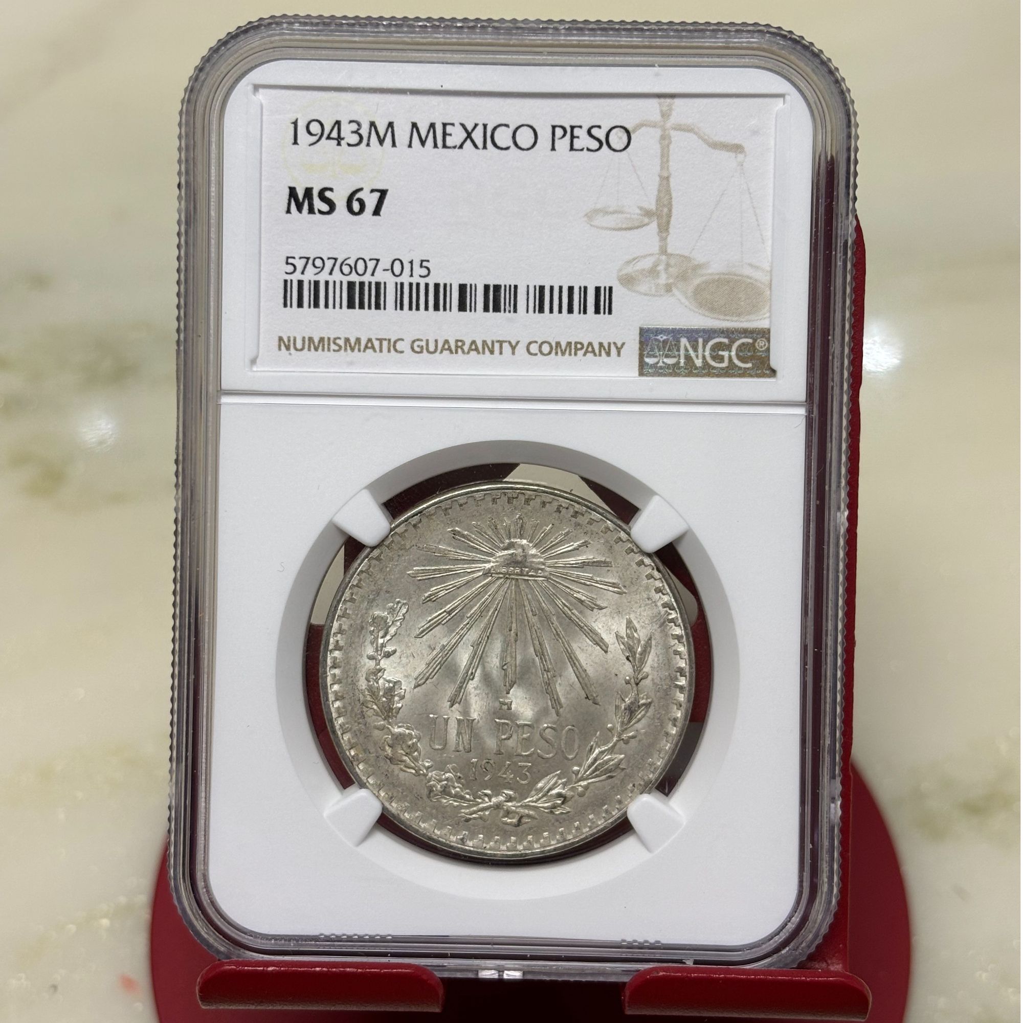 1943墨西哥鹰洋银币 一比索高分