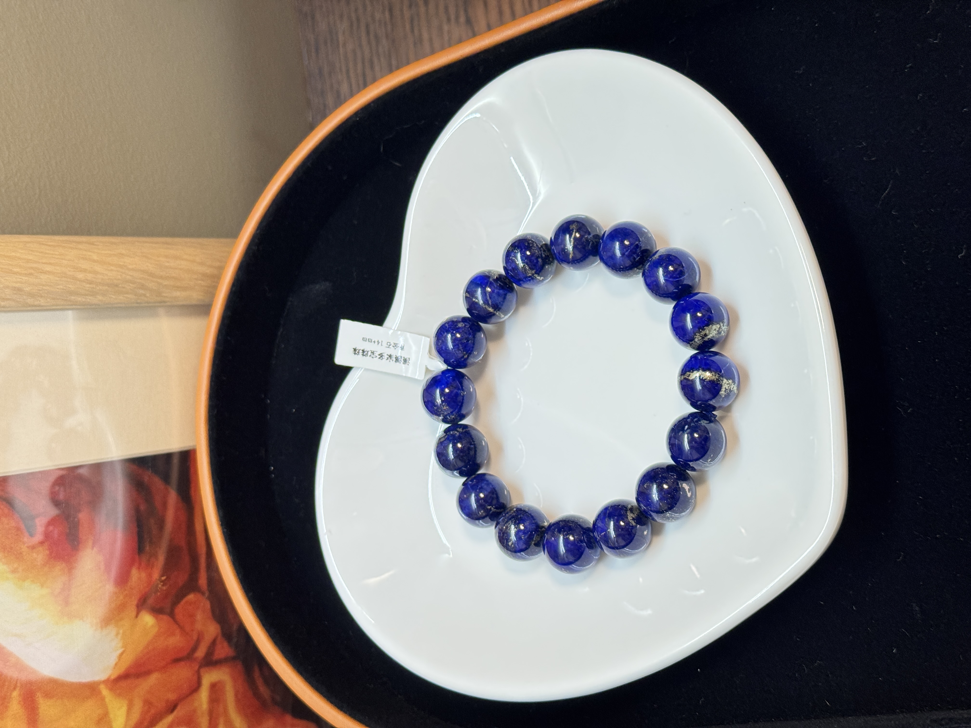 【高品】天然阿富汗老矿帝王青金石手串高级克莱因蓝 少白洒金