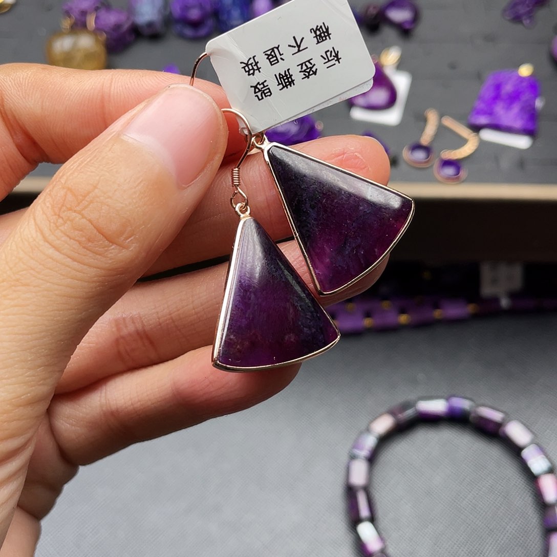 苏纪石（舒俱来）耳钩银S925镶嵌