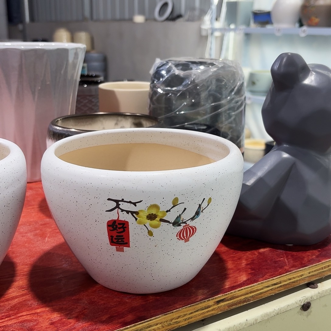 陶瓷花盆好运苹果盆口径16高度12