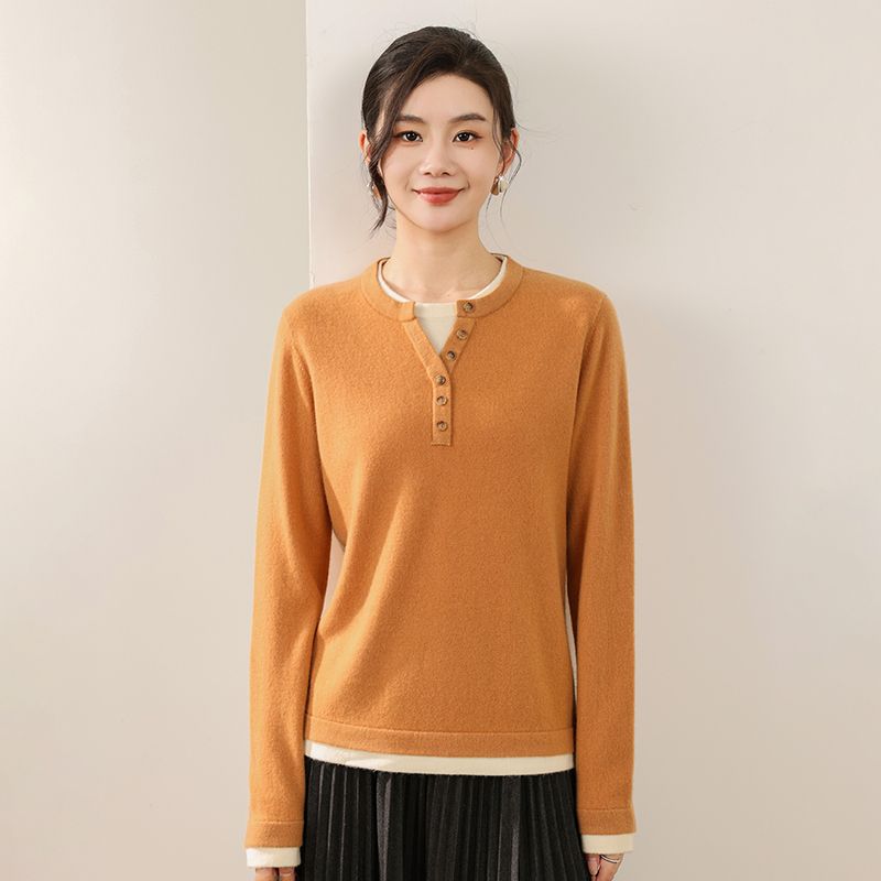 【100%绵羊毛衫】艾妮冬季时尚新款女士宽松长袖圆领厚款MXYR2865