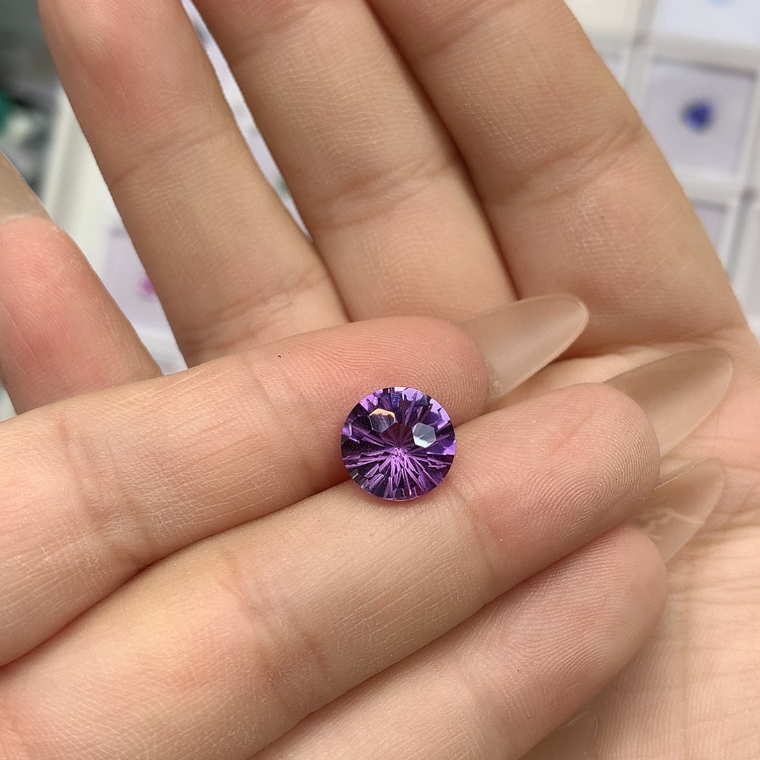 紫晶烟花切紫水晶裸石福利未镶嵌圆10