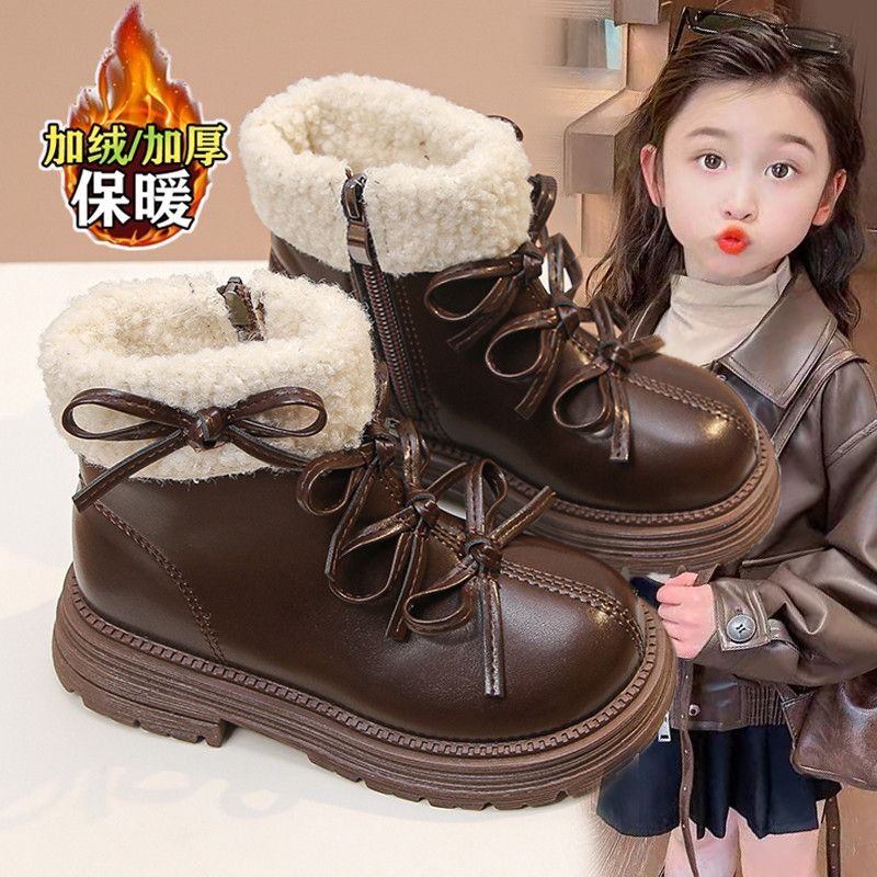 儿童马丁靴女童短靴2025新款秋冬皮靴儿童加绒皮鞋宝宝棉鞋雪地靴