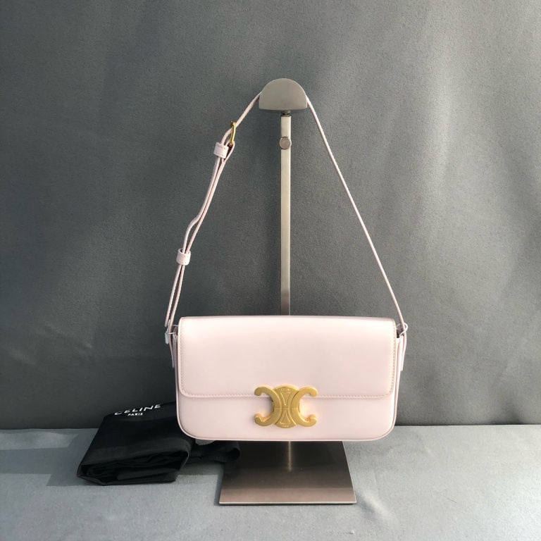 95新 Celine/思琳 拾锦奢品 celine瑟琳浅粉色凯旋门单肩包 