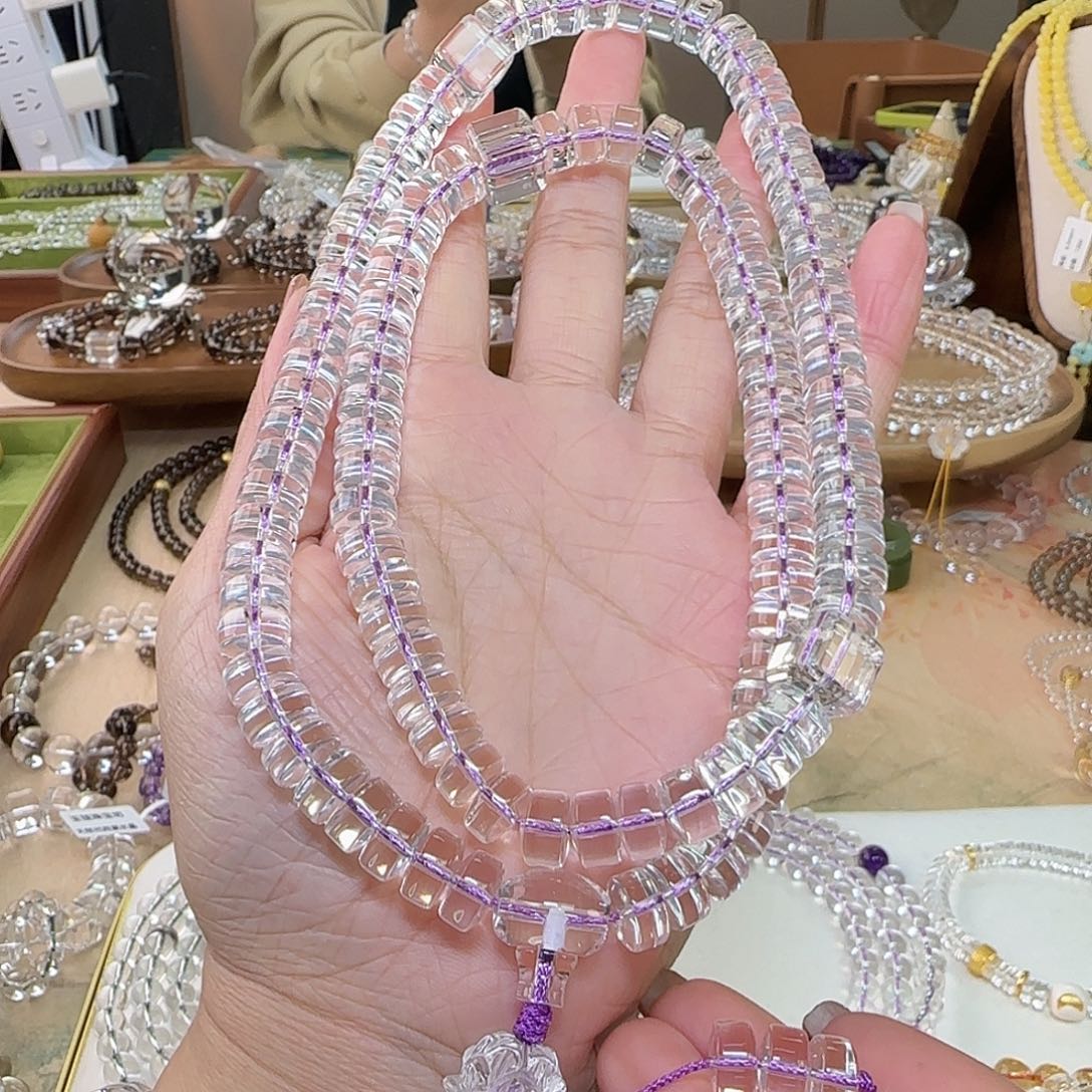 宝****手串水晶未镶嵌天然白水晶全净体108颗