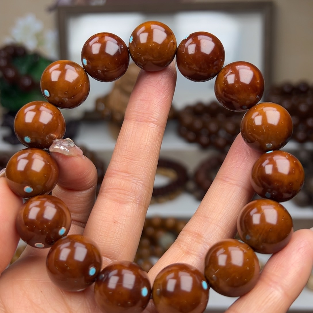 紫金鼠手串卡16光珠 镶嵌款