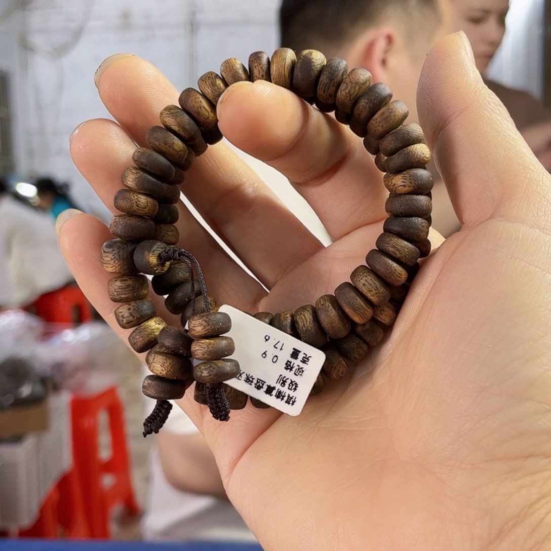 沉香手串棋楠金沙叶算盘珠双圈0.9/17克多样性发一