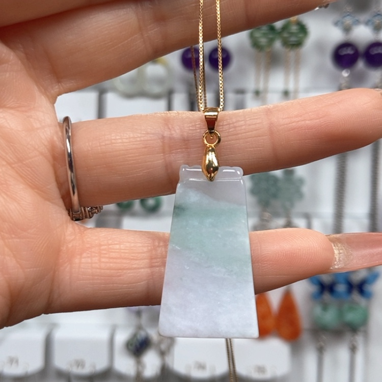 【闪购商品】翡翠耳饰银S925镀金镶嵌吊坠