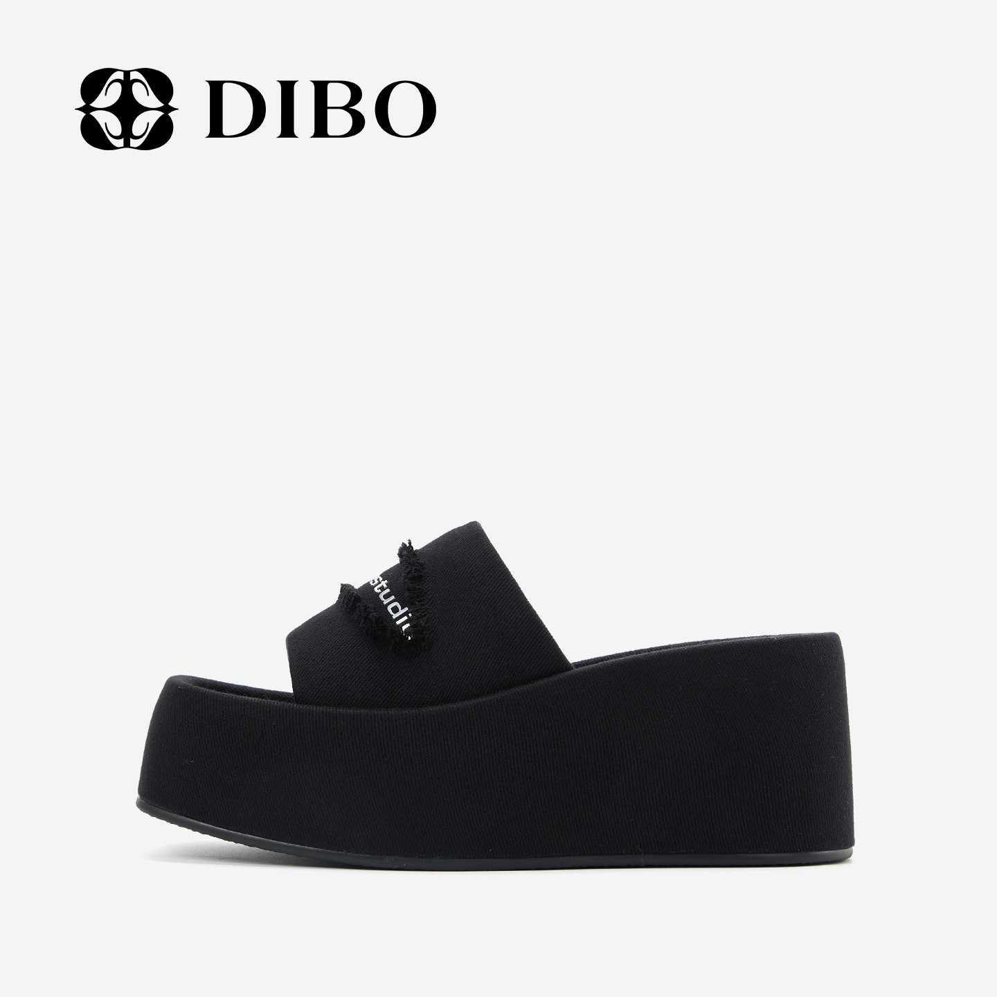 DIBO碲铂 柔边墨行 极简厚底增高凉拖女方头百搭通勤凉鞋26223391