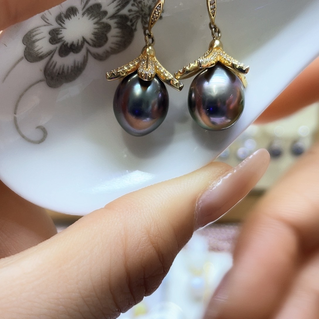 海水珍珠耳饰银S925镶嵌