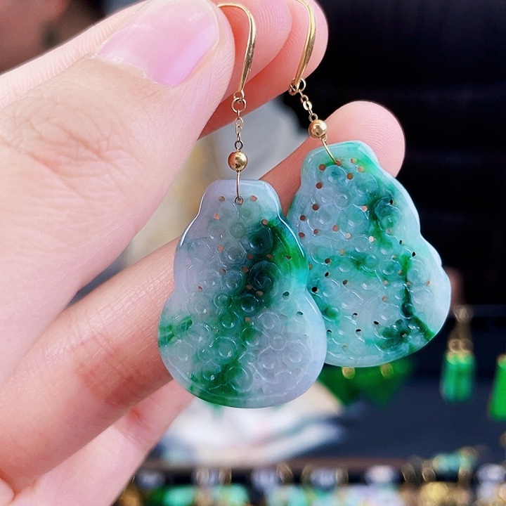 翡翠耳饰18K金镶嵌饰品